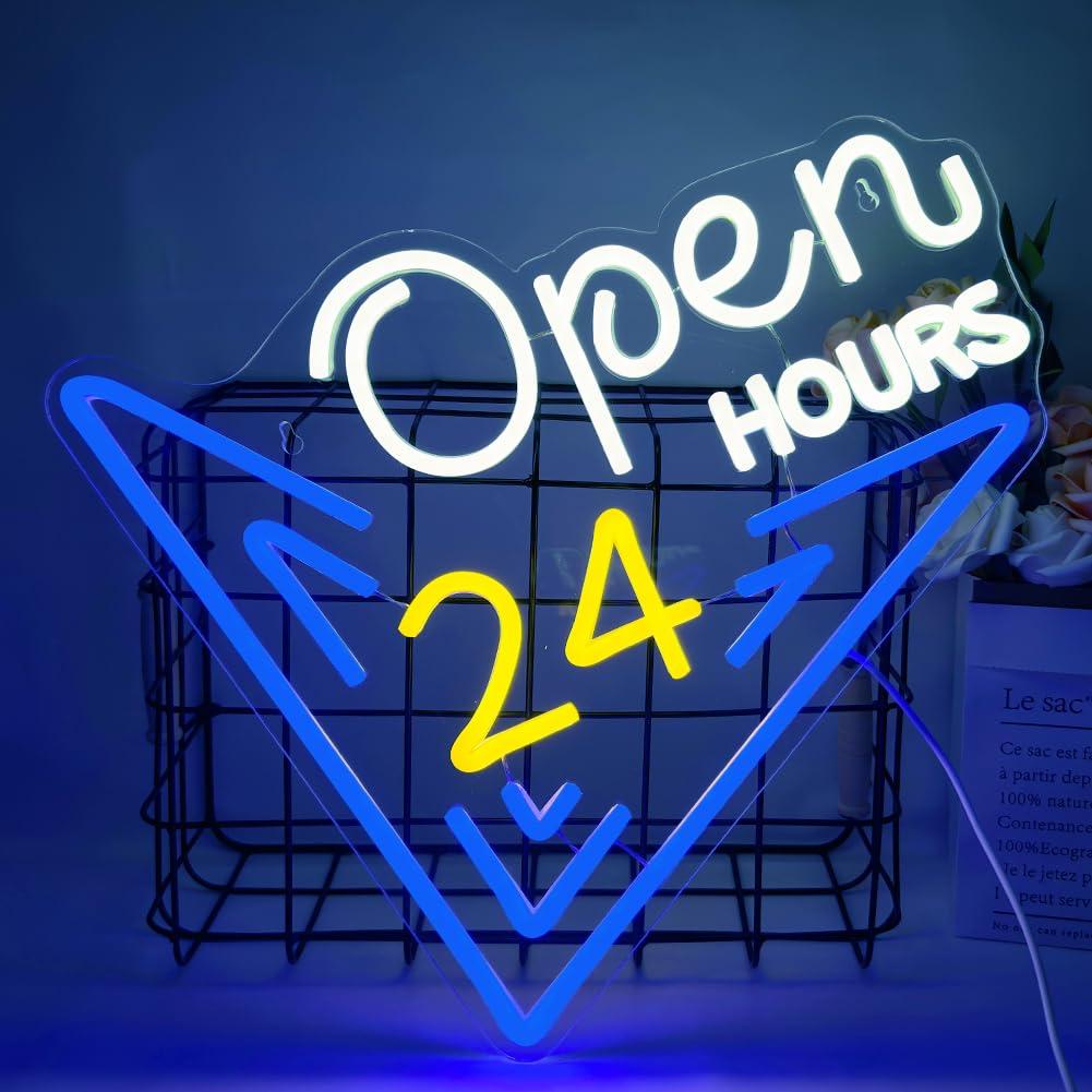 Decor Lighting Opening Hours - Open 24 Hours Neon Sign Dimmable