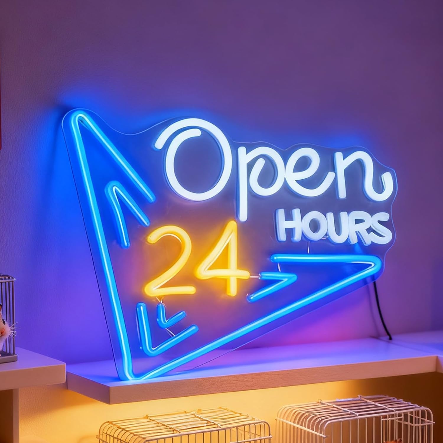 Decor Lighting Opening Hours - 24 Hours Open Neon Sign LED