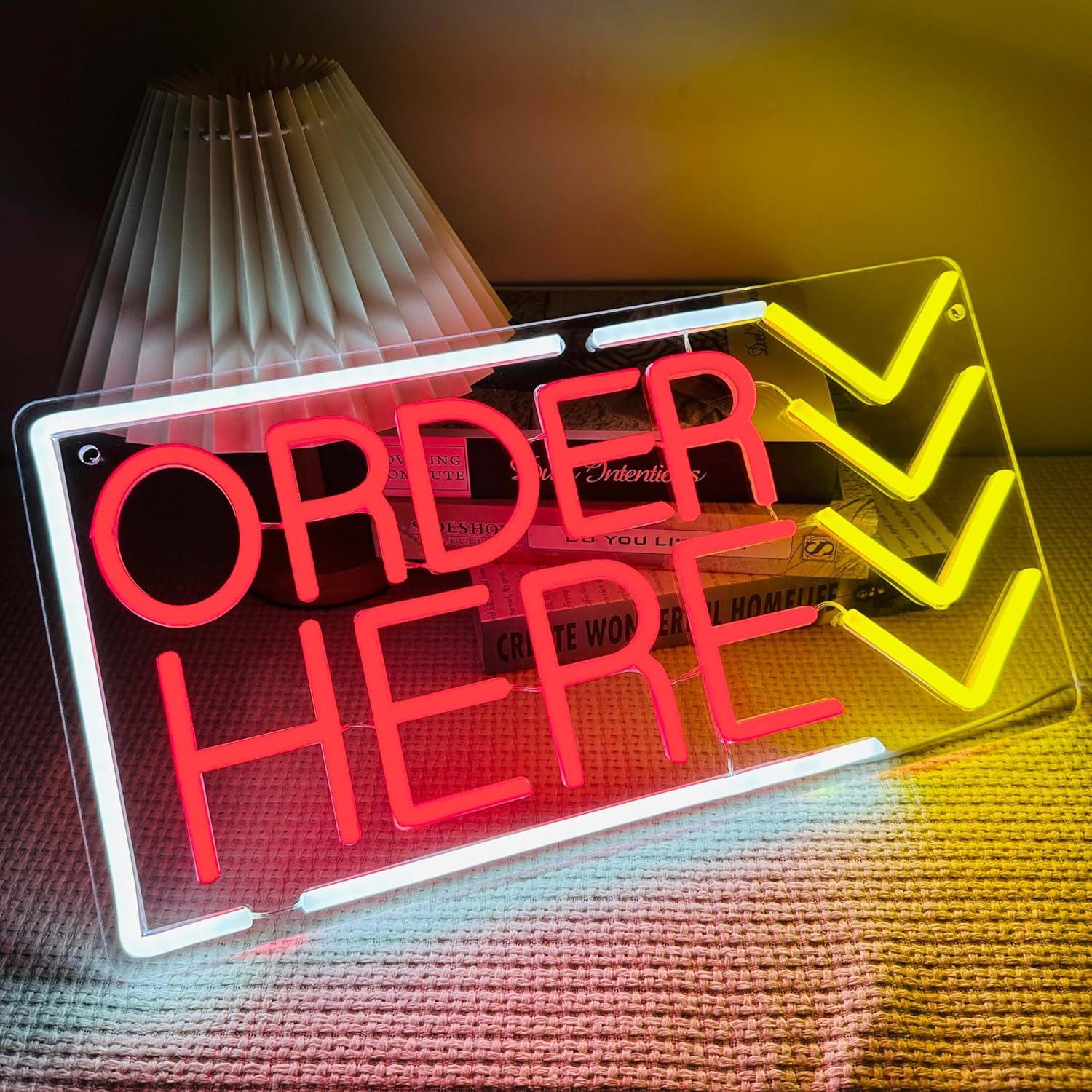 Wall Decor Lighting - Order Here Neon Sign USB Dimmable