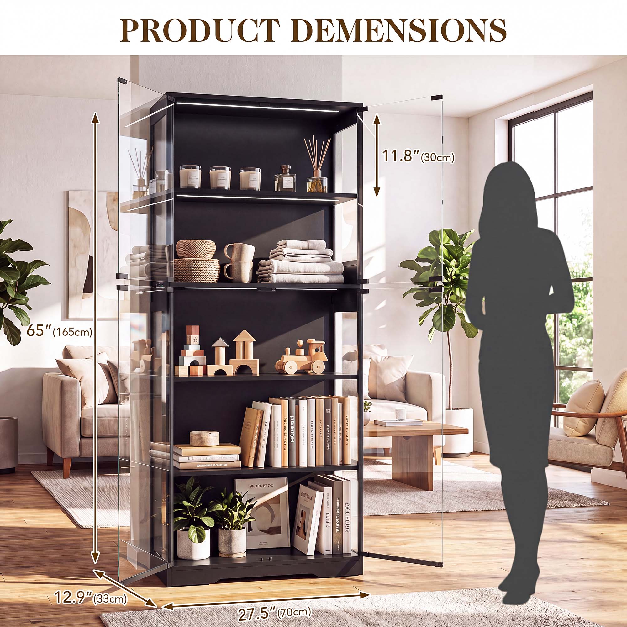 TCGBKAF 5‑Tier Display Cabinet - Lighting Decor For Room 评论和价格