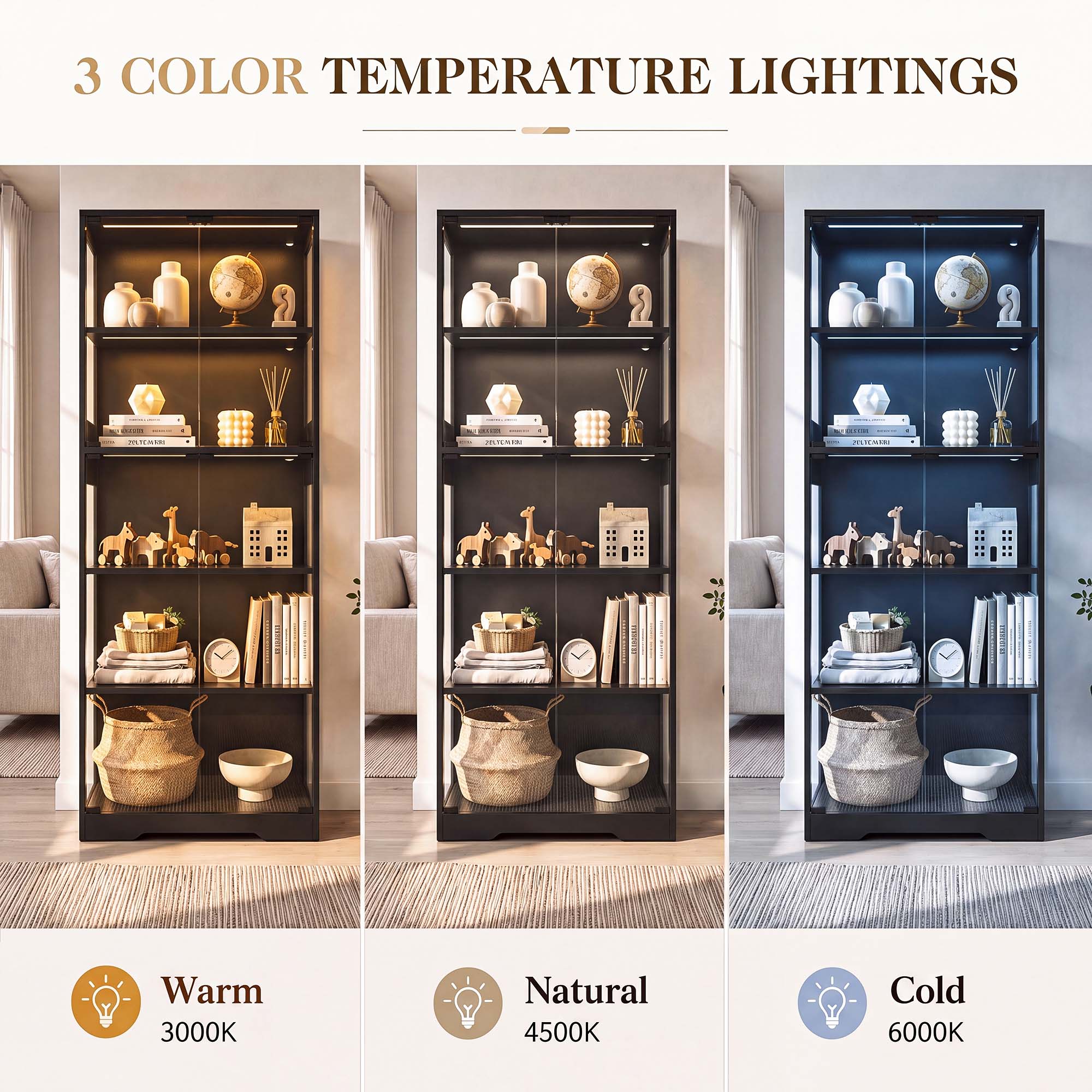 TCGBKAF 5‑Tier Display Cabinet - Lighting Decor For Room 评论和价格