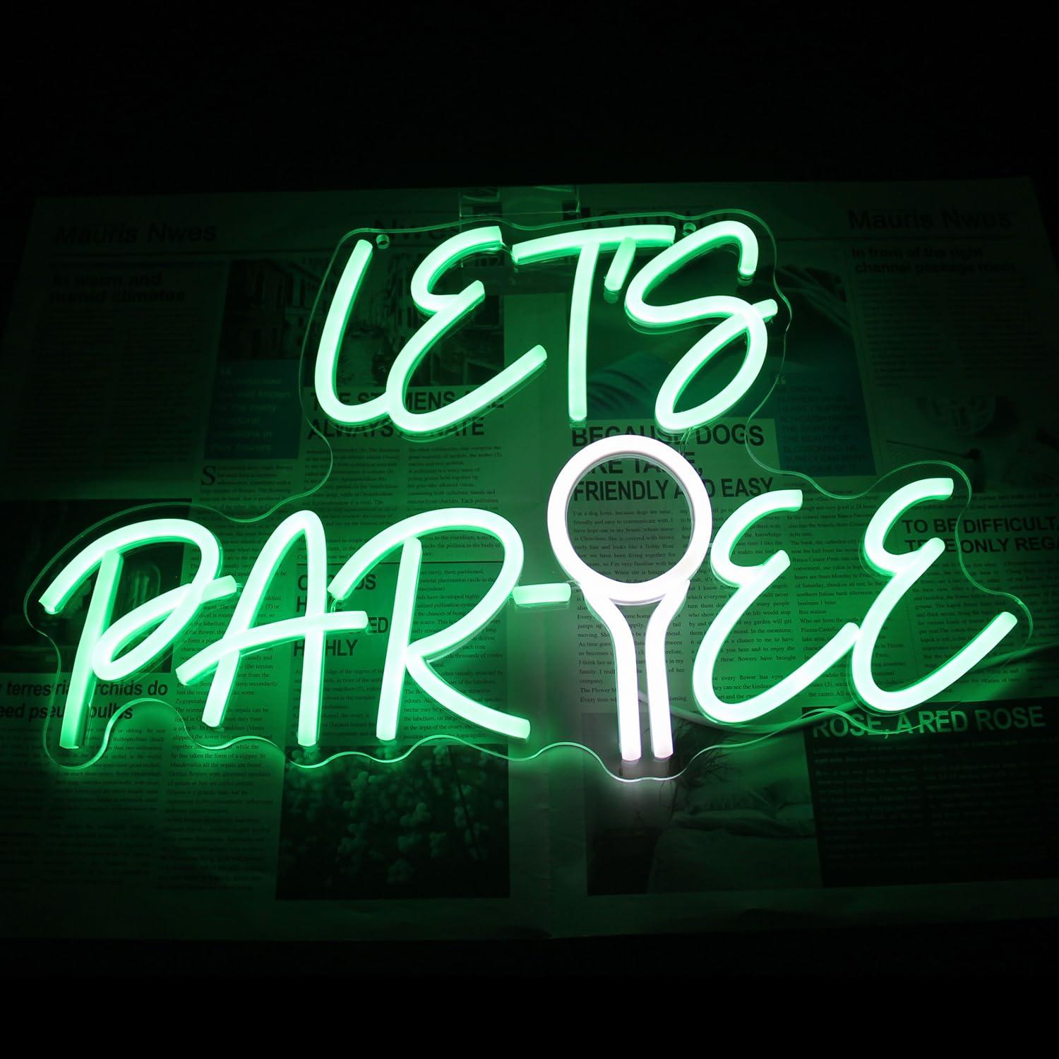 Let's Par Tee Neon Sign Golf B - Wall Decor Lighting 评论和价格