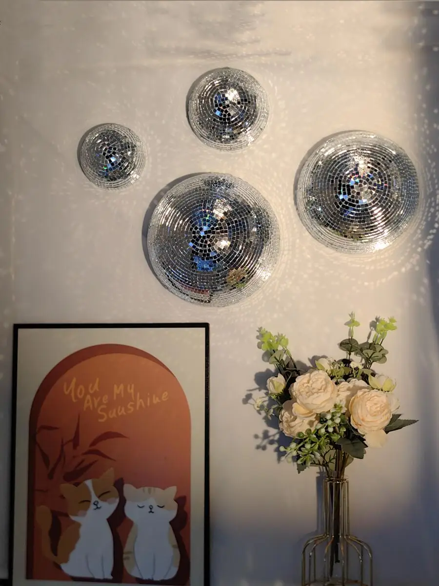New Wall Disco Ball Mirrored D - Disco Ball Mirror 评论和价格