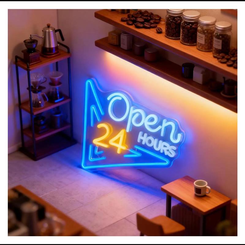 Open 24 Hours Neon Sign USB Po - Decor Lighting Opening Hours 评论和价格
