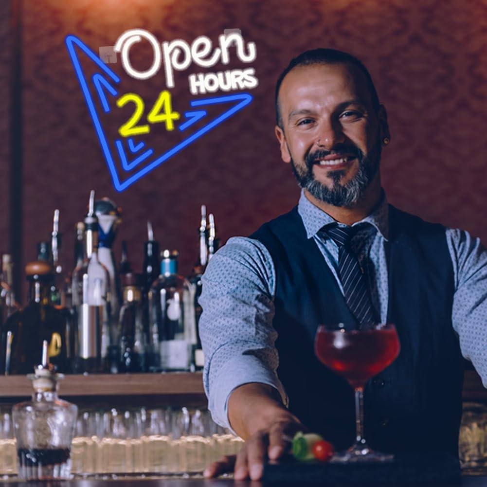 Open 24 Hours Neon Sign Dimmab - Decor Lighting Opening Hours 评论和价格