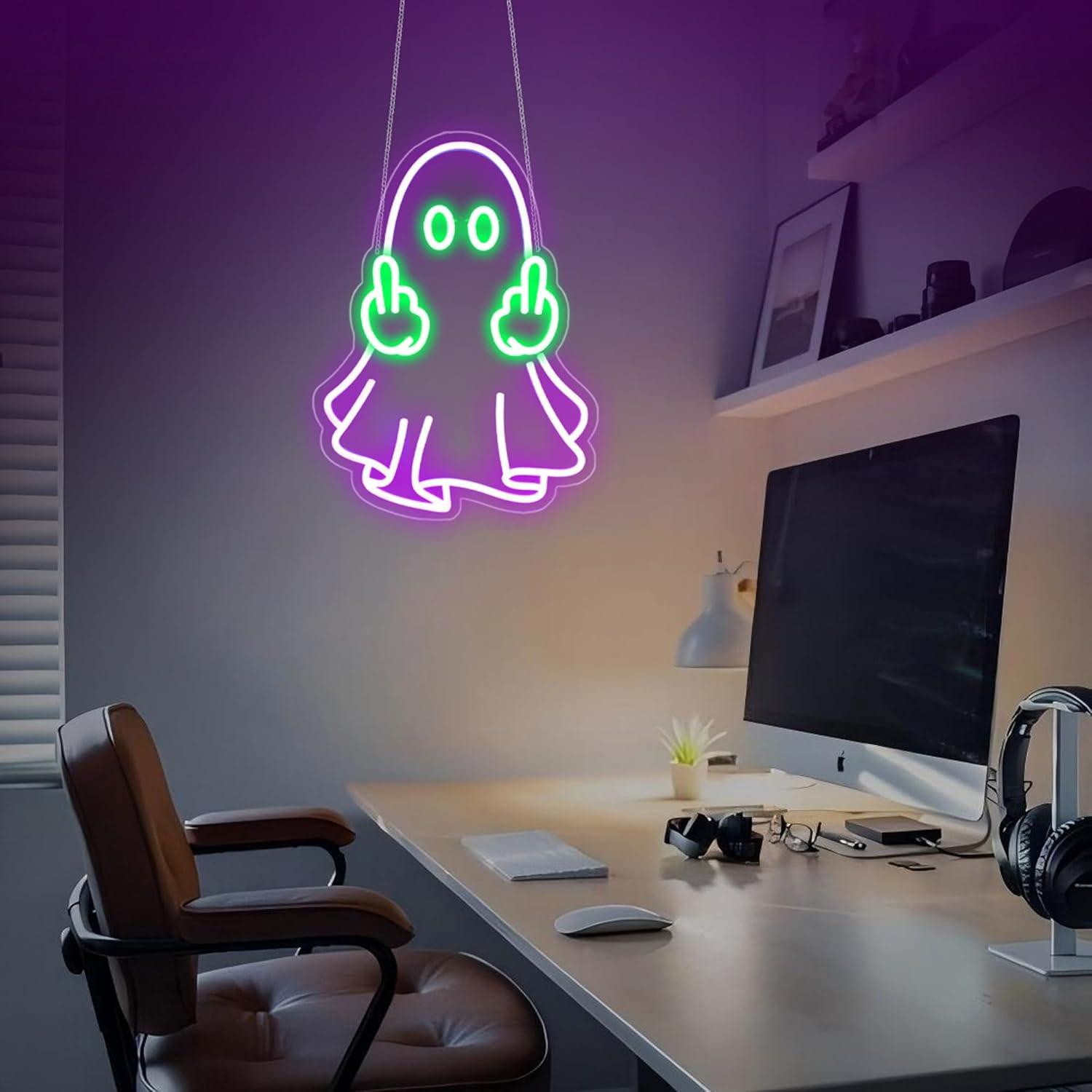 Ghost Neon Sign USB Powered LE - Wall Decor Lighting 评论和价格