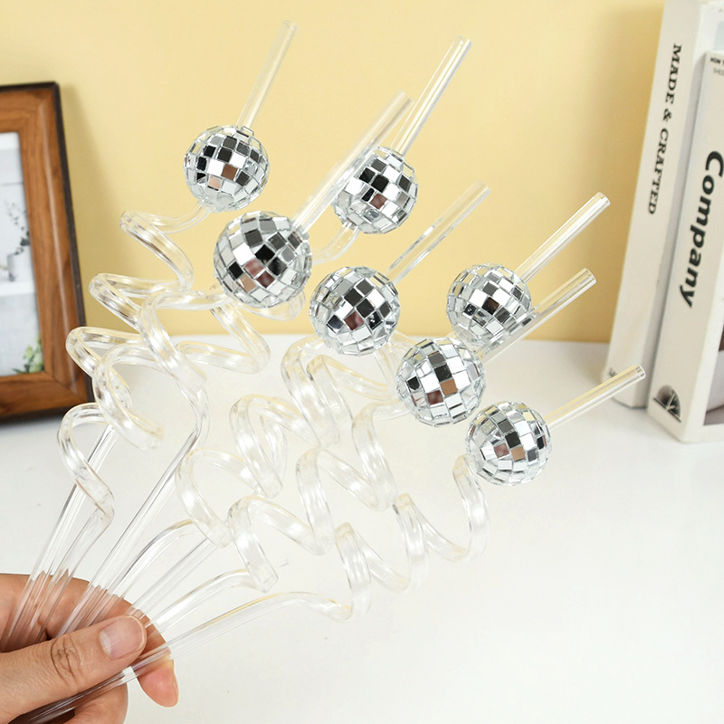 6pcs Mirror Disco Ball Straws  - Disco Ball Mirror 评论和价格