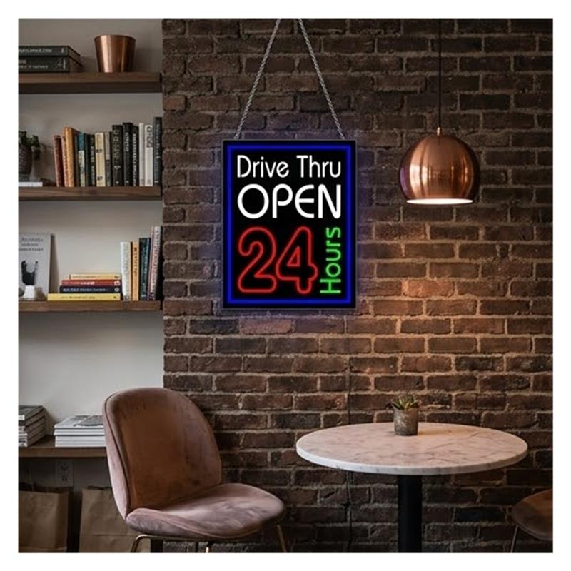 Drive Thru Open 24 Hours Neon  - Decor Lighting Opening Hours 评论和价格