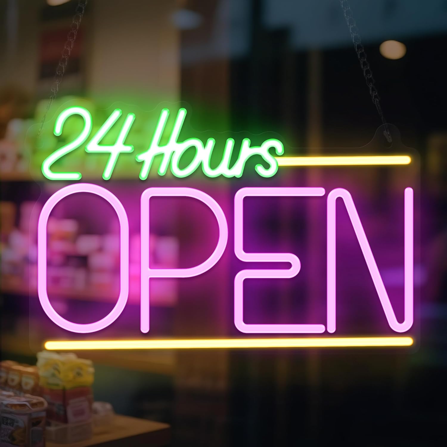 Open 24 Hours Neon Sign USB LE - Decor Lighting Opening Hours 评论和价格