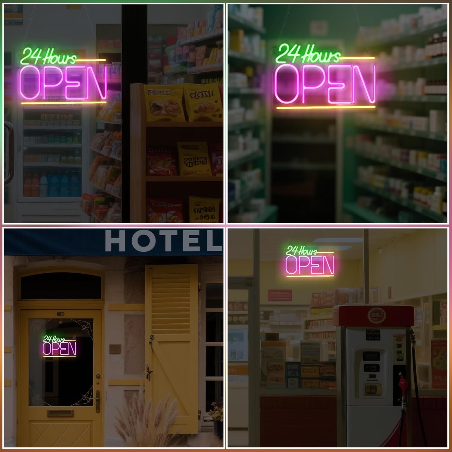 Open 24 Hours Neon Sign USB LE - Decor Lighting Opening Hours 评论和价格