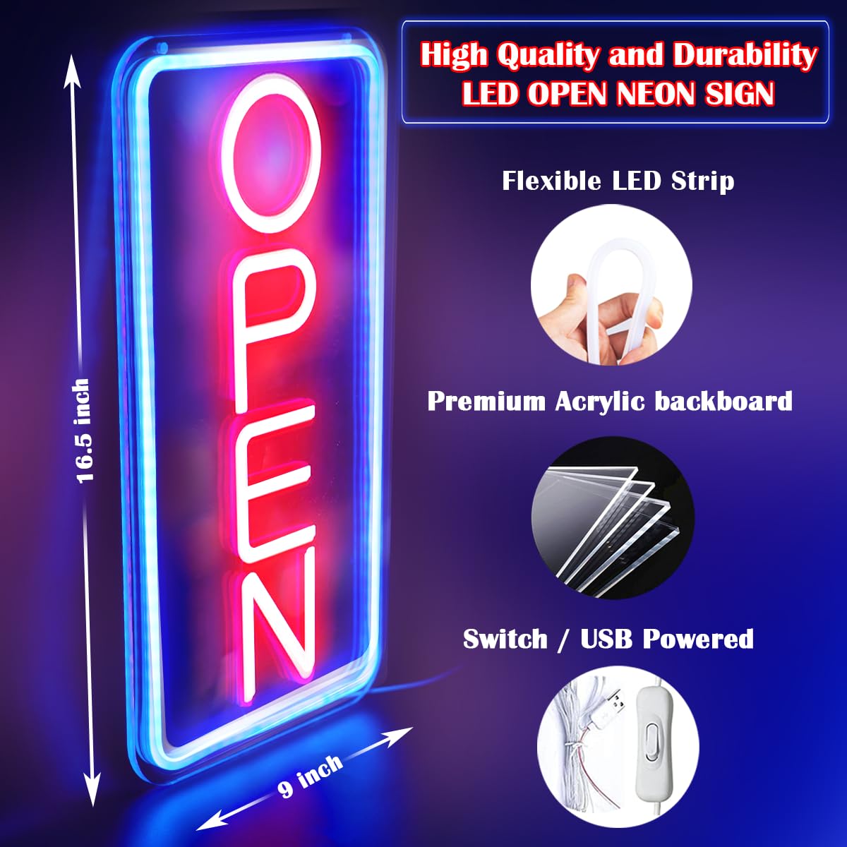 LED Neon Open Sign, Business H - Decor Lighting Opening Hours 评论和价格