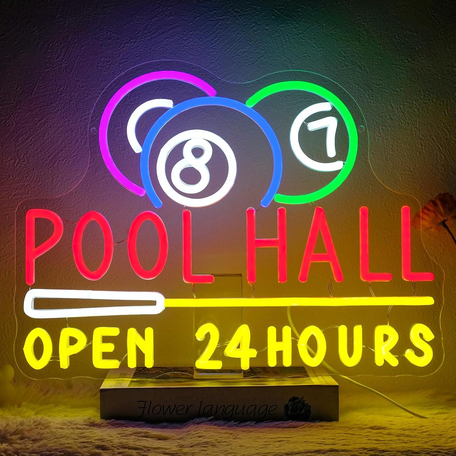 Pool Hall Open 24 Hours Neon S - Decor Lighting Opening Hours 评论和价格