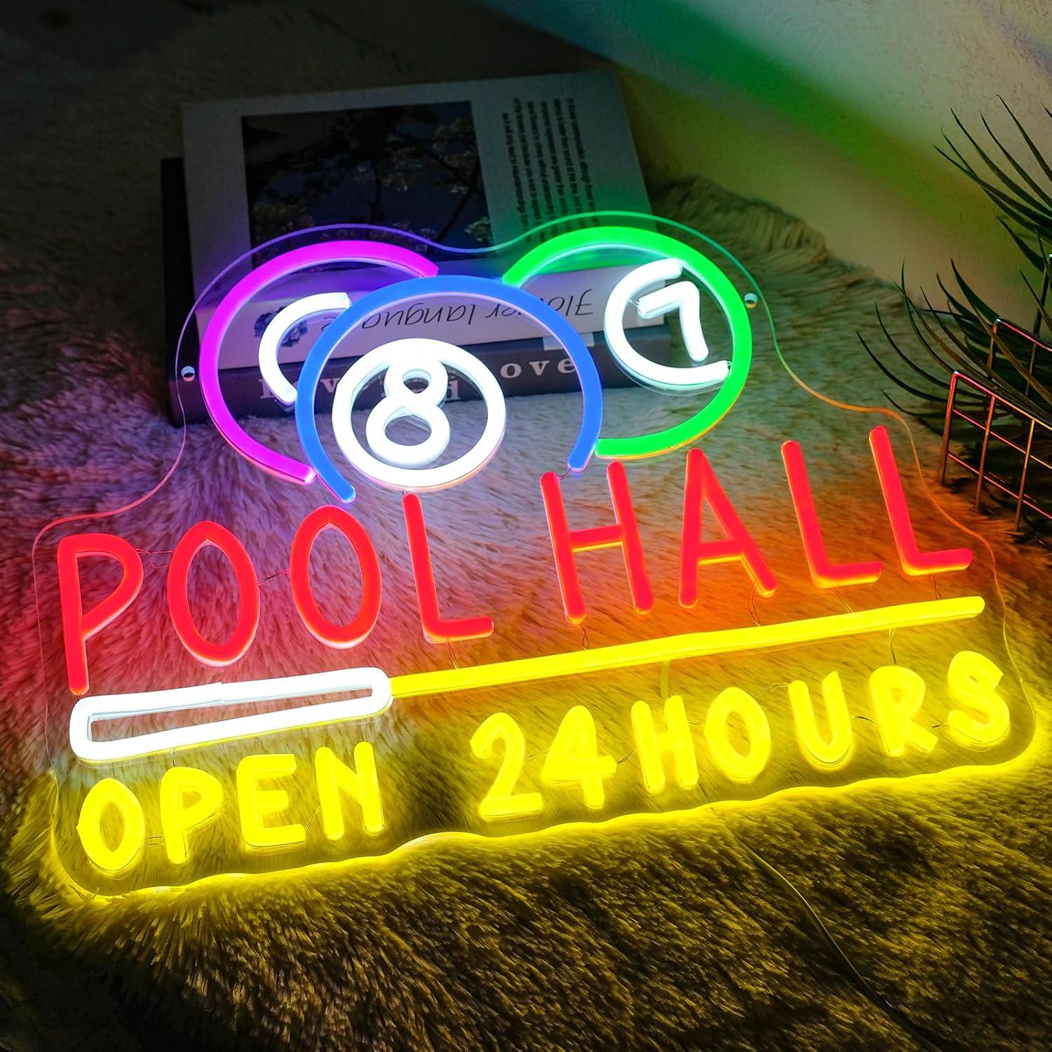 Pool Hall Open 24 Hours Neon S - Decor Lighting Opening Hours 评论和价格