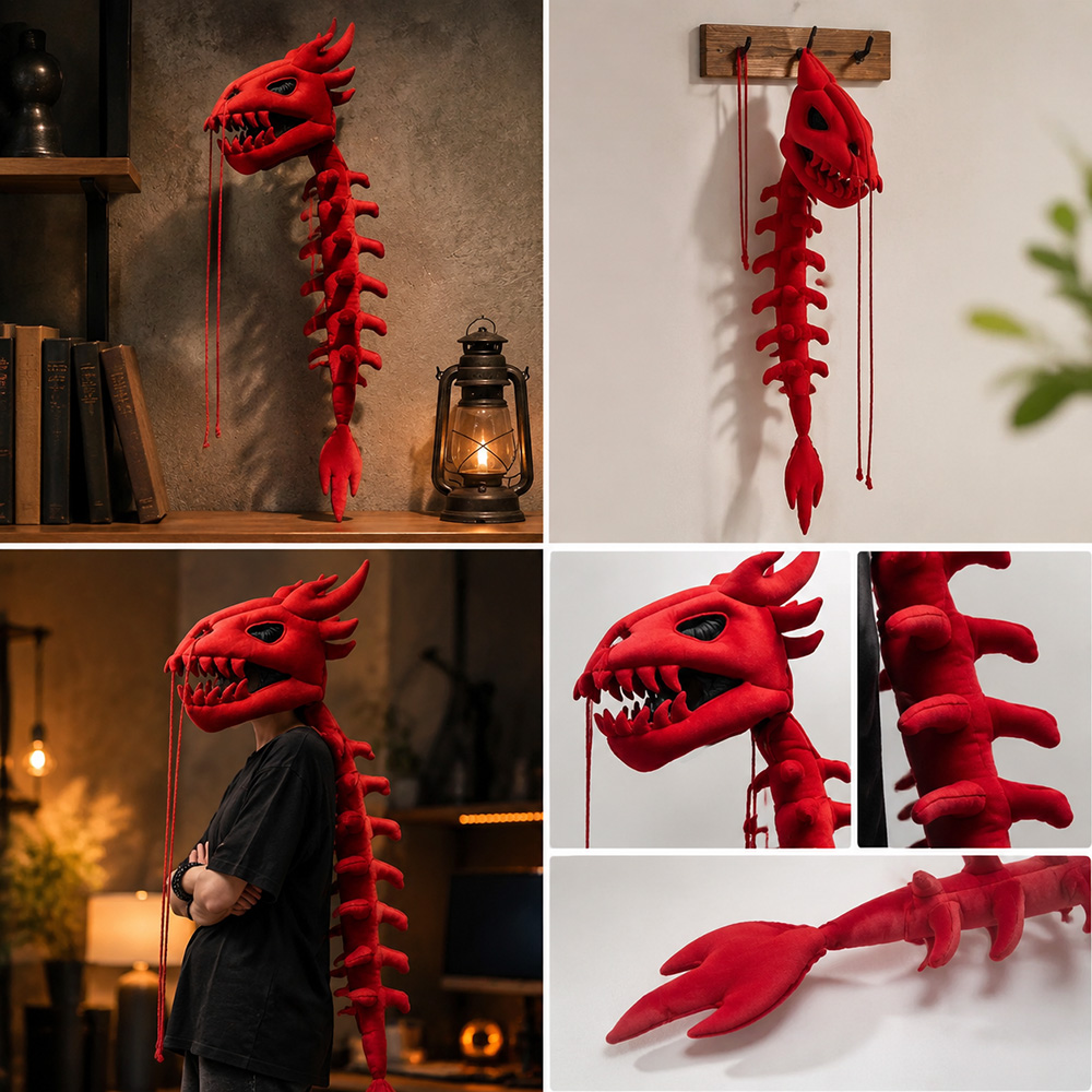 Dragon Skull Spine Plush Hood  - Lighting Design Decor 评论和价格