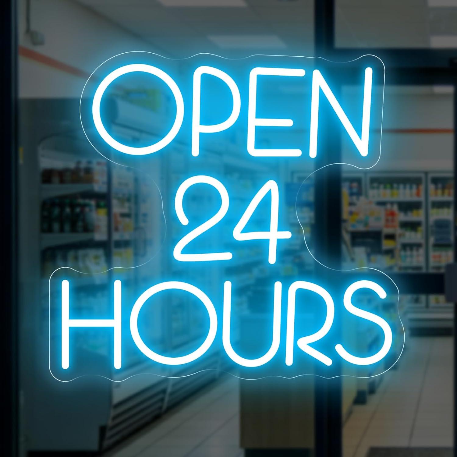 Open 24 Hours Neon Sign USB Di - Decor Lighting Opening Hours 评论和价格