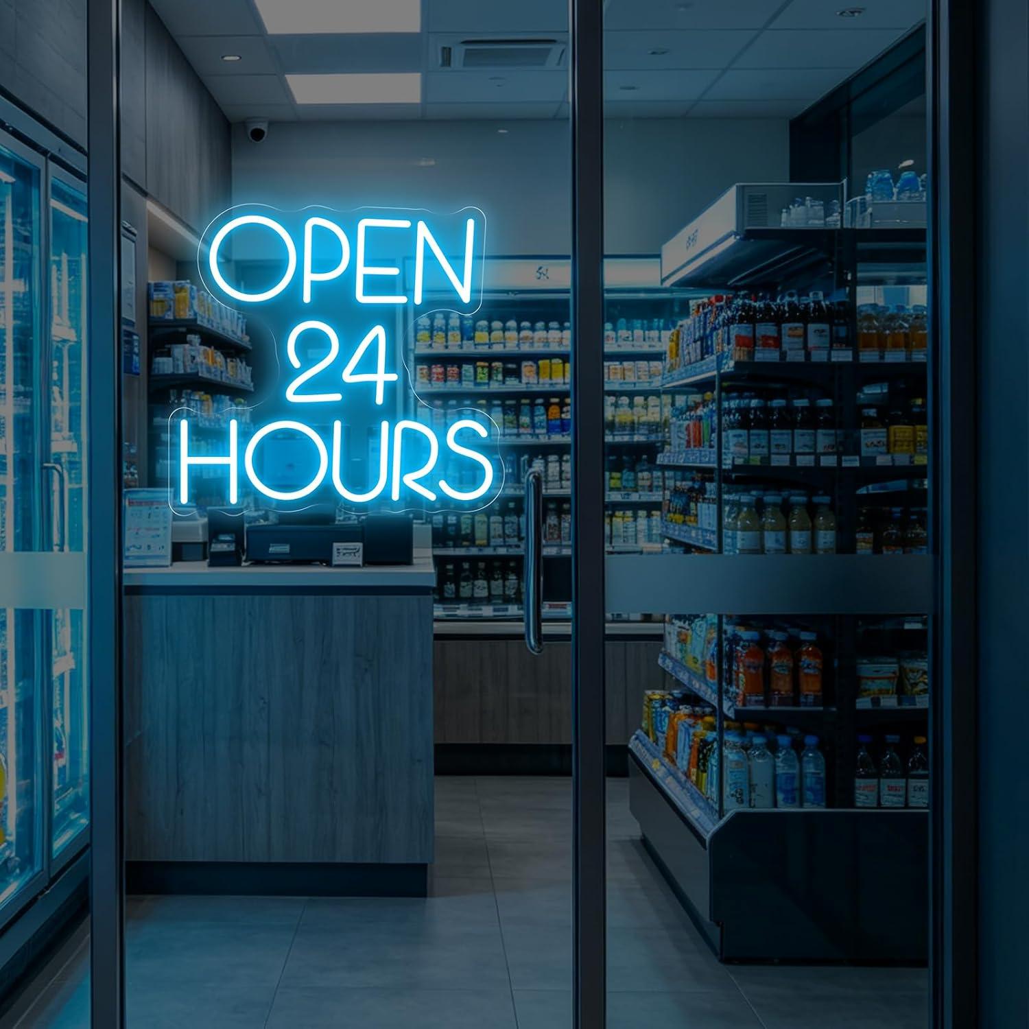 Open 24 Hours Neon Sign USB Di - Decor Lighting Opening Hours 评论和价格