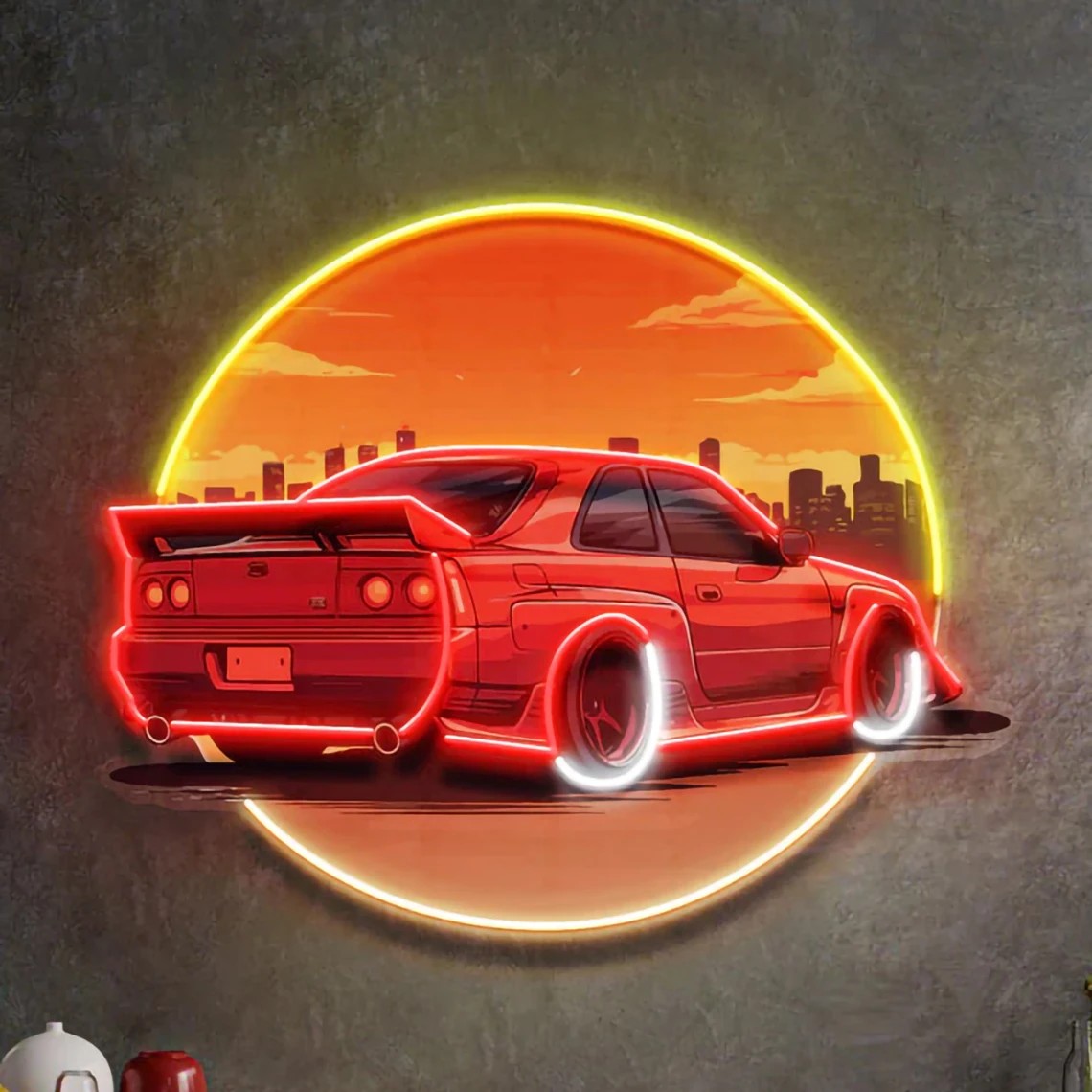Stylish Sunset Car Neon Wall S - Bathroom Lighting Decor Ideas 评论和价格