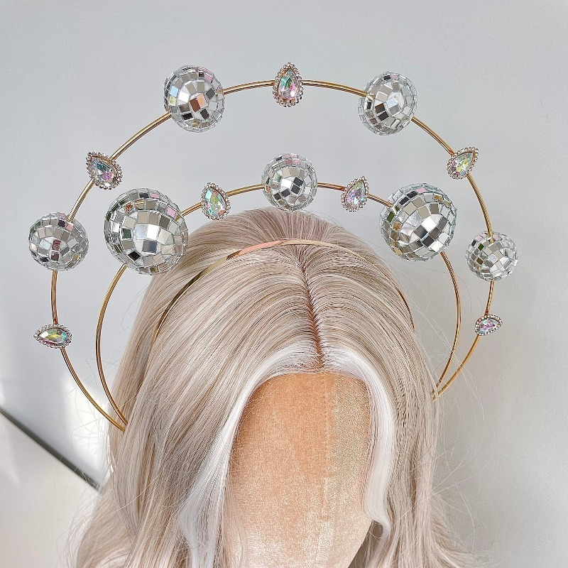 Silver Double Ring Disco Headb - Disco Ball Mirror 评论和价格