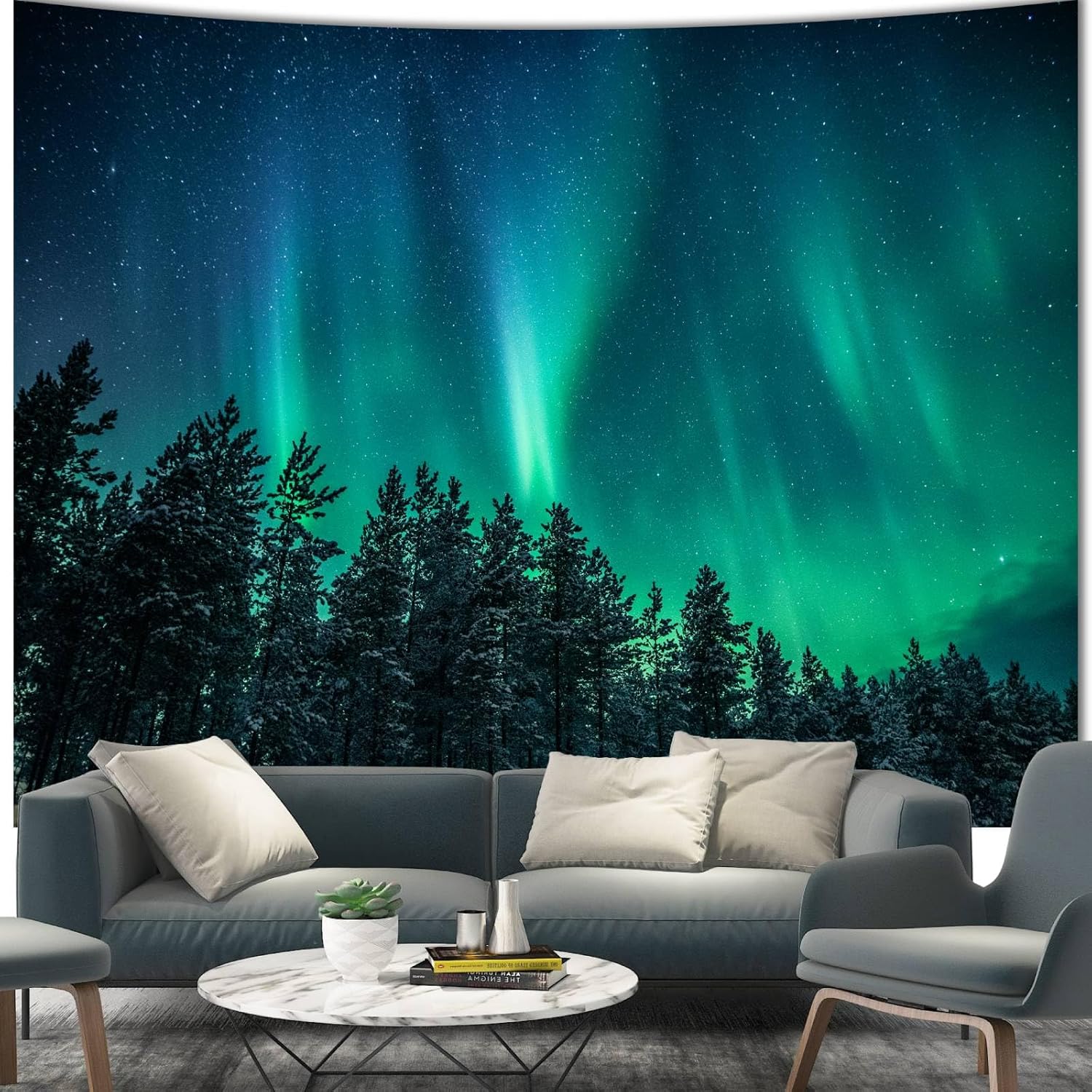 Large Northern Lights Tapestry - Wall Decor Lighting Tree 评论和价格