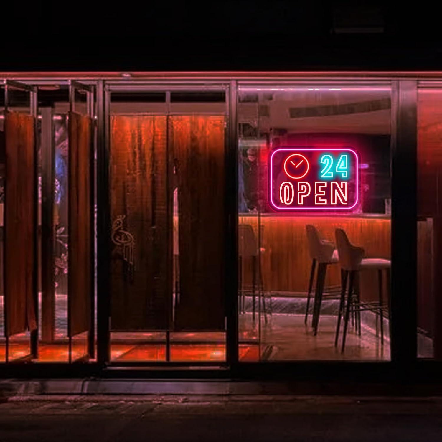Clock 24 Hours Open Neon Sign  - Decor Lighting Opening Hours 评论和价格