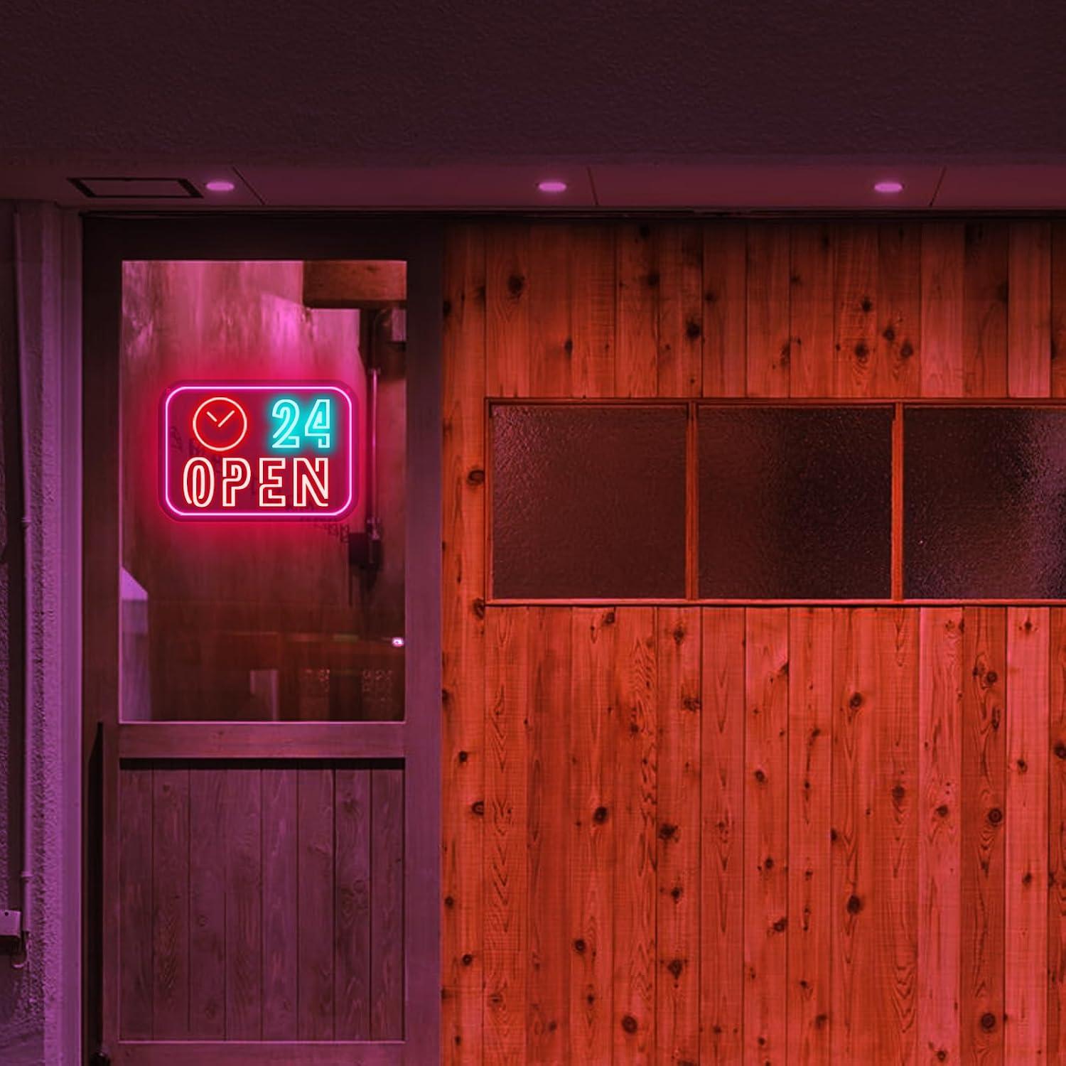Clock 24 Hours Open Neon Sign  - Decor Lighting Opening Hours 评论和价格
