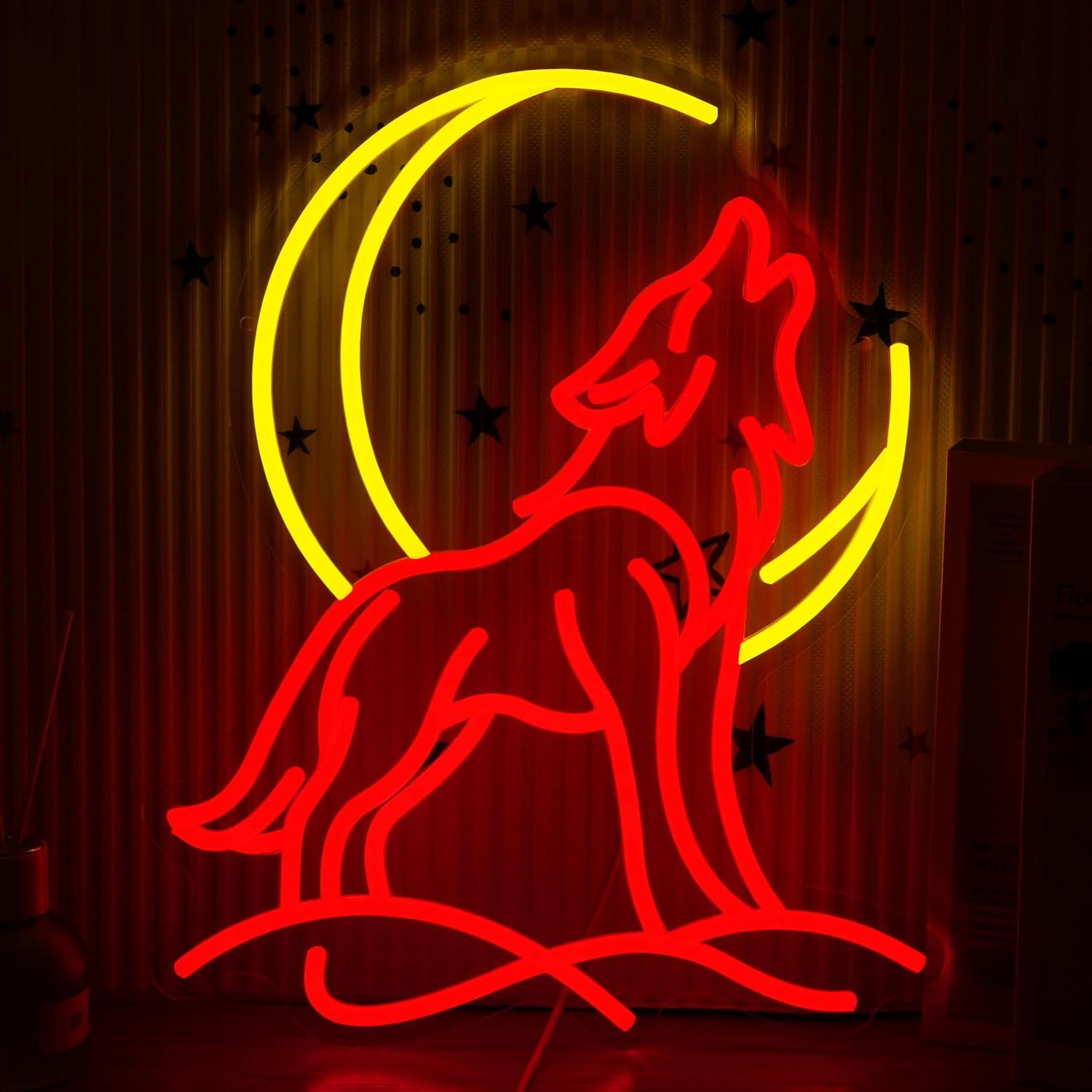 Howling Wolf Neon Sign Dimmabl - Wall Decor Lighting 评论和价格