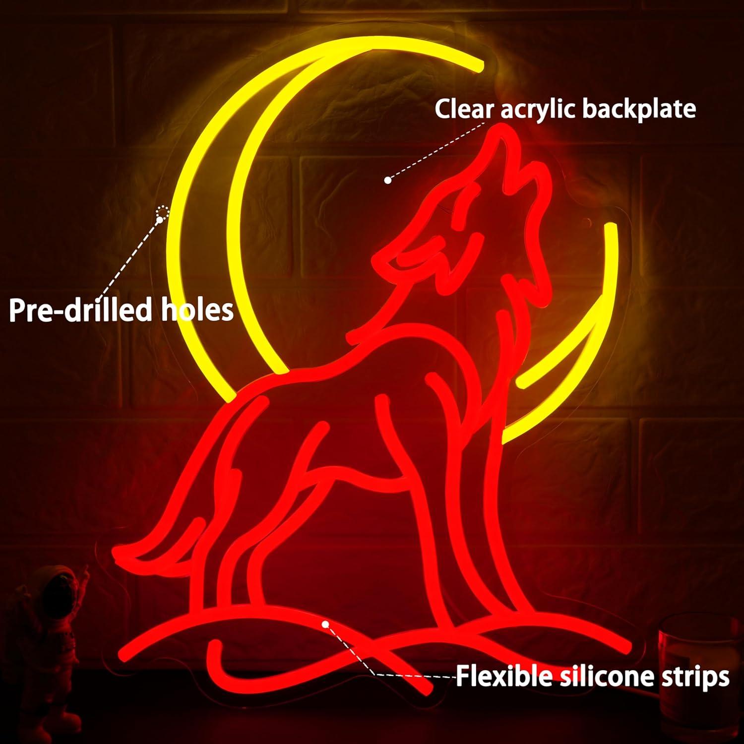 Howling Wolf Neon Sign Dimmabl - Wall Decor Lighting 评论和价格